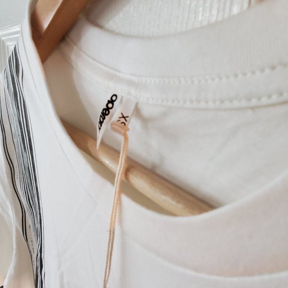 Vintage Operator T Shirt - White with black vertical design. Size XS - Picture 7 of 8